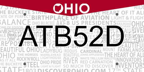 ATB52D Ohio License Plate