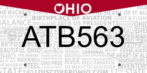 ATB563 Ohio License Plate