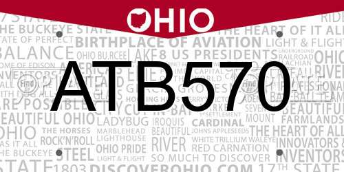 ATB570 Ohio License Plate