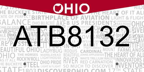ATB8132 Ohio License Plate