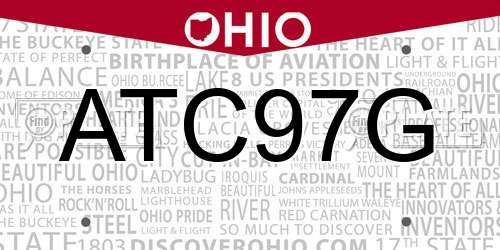 ATC97G Ohio License Plate