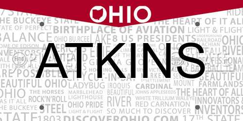 ATKINS Ohio License Plate