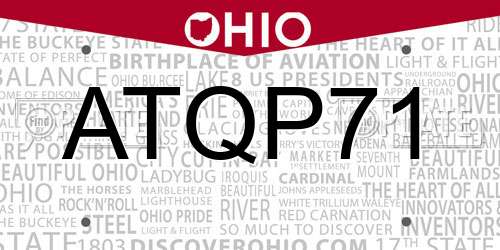 ATQP71 Ohio License Plate