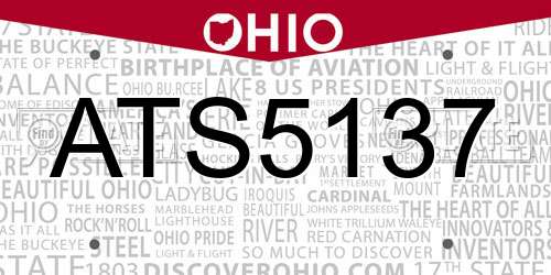 ATS5137 Ohio License Plate