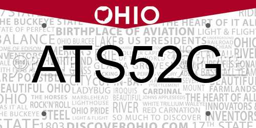 ATS52G Ohio License Plate