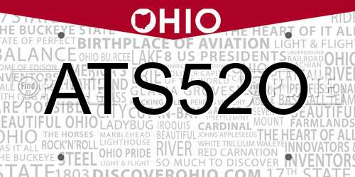 ATS52O Ohio License Plate