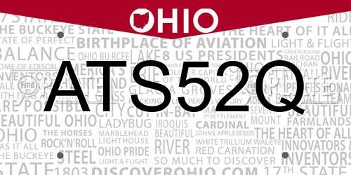 ATS52Q Ohio License Plate