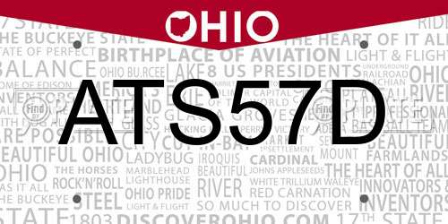 ATS57D Ohio License Plate