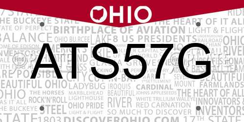 ATS57G Ohio License Plate