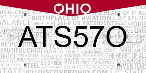ATS57O Ohio License Plate