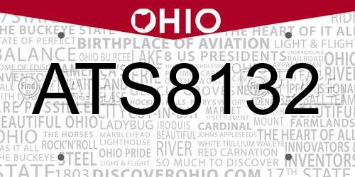 ATS8132 Ohio License Plate