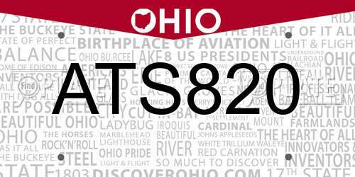 ATS820 Ohio License Plate