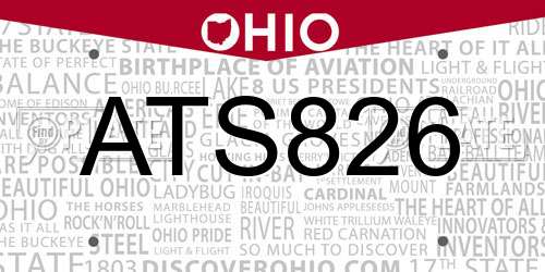 ATS826 Ohio License Plate