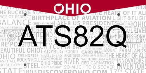 ATS82Q Ohio License Plate