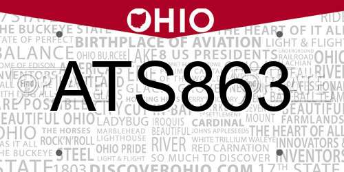 ATS863 Ohio License Plate