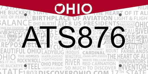 ATS876 Ohio License Plate