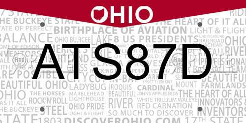 ATS87D Ohio License Plate