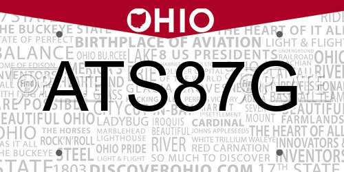 ATS87G Ohio License Plate