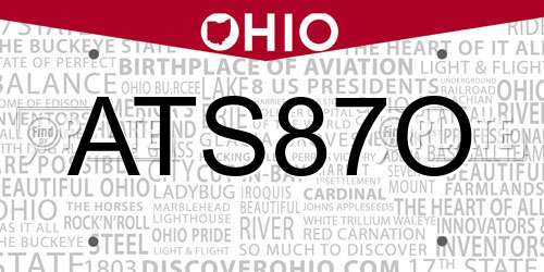 ATS87O Ohio License Plate