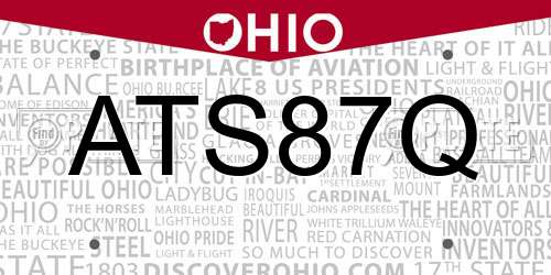 ATS87Q Ohio License Plate