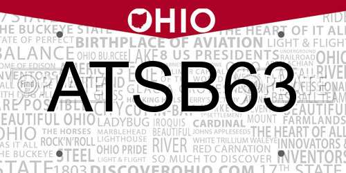 ATSB63 Ohio License Plate