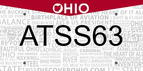ATSS63 Ohio License Plate
