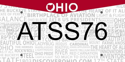 ATSS76 Ohio License Plate