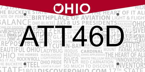 ATT46D Ohio License Plate