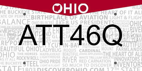 ATT46Q Ohio License Plate