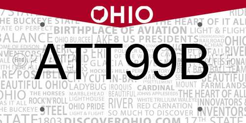 ATT99B Ohio License Plate