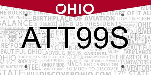 ATT99S Ohio License Plate