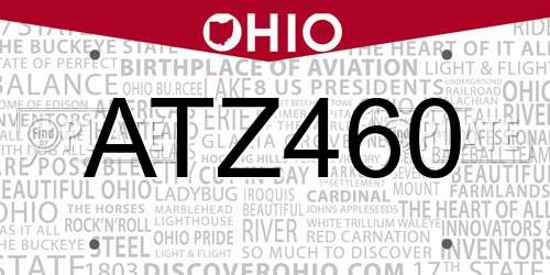 ATZ460 Ohio License Plate