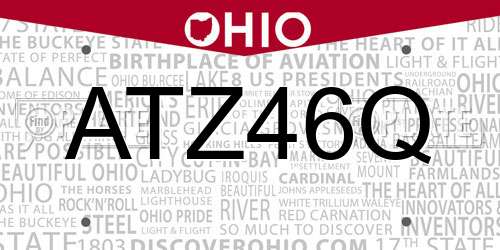 ATZ46Q Ohio License Plate