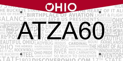ATZA60 Ohio License Plate