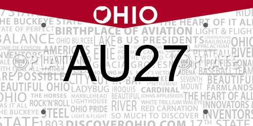 AU27 Ohio License Plate
