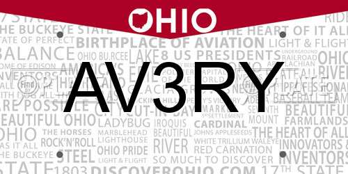 AV3RY Ohio License Plate