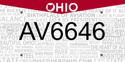 AV6646 Ohio License Plate