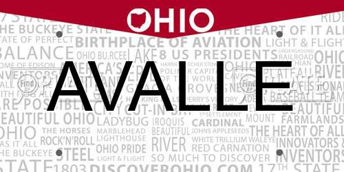 AVALLE Ohio License Plate
