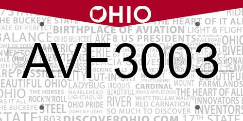 AVF3003 Ohio License Plate