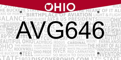 AVG646 Ohio License Plate