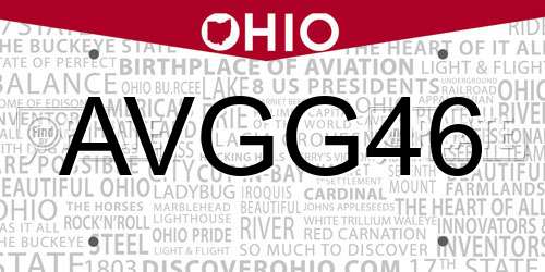 AVGG46 Ohio License Plate