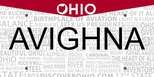 AVIGHNA Ohio License Plate