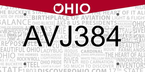 AVJ384 Ohio License Plate