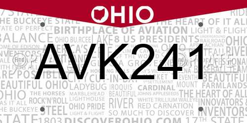 AVK241 Ohio License Plate