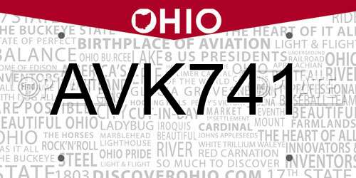 AVK741 Ohio License Plate
