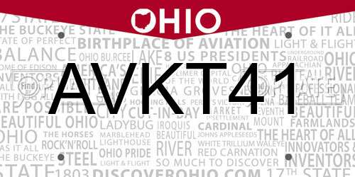 AVKT41 Ohio License Plate
