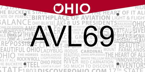 AVL69 Ohio License Plate