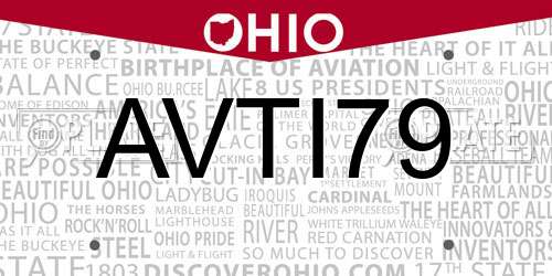 AVTI79 Ohio License Plate