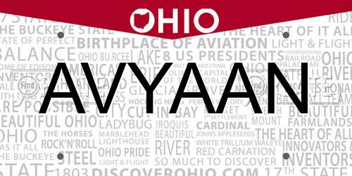 AVYAAN Ohio License Plate