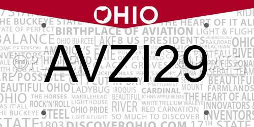 AVZI29 Ohio License Plate